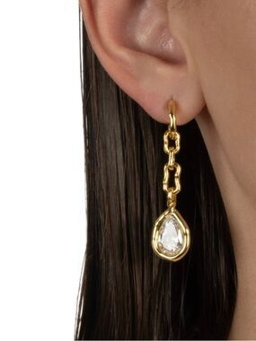 ALEXIS BITTAR Asterales Gold Link Pear Drop Earrings JN04 JL22